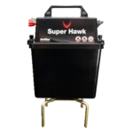Hotline Super Hawk Energiser with four-prong stand for electric fencing