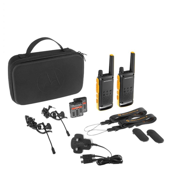 Motorola Talkabout T82 Extreme Walkie Talkies - Go Beyond Twin Pack with Case, Headsets & Mics
