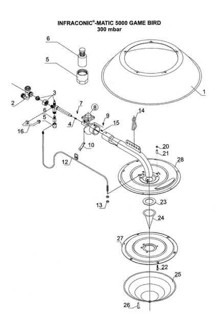 Cerem Infraconic-Matic 5000 Game Bird 300mbar heater spare parts diagram