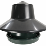 BEC King Feeder 25kg with black rain cover and green feeding pan for poultry and game birds