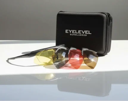 Eyelevel Interactive shooting glasses set with interchangeable lenses and protective case