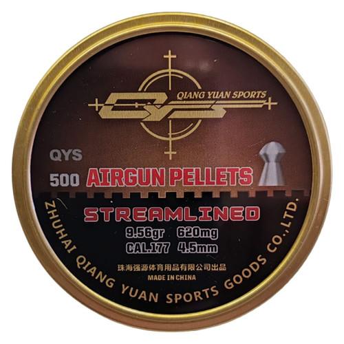 QYS Streamlined Heavy .177 4.50mm 9.56gr pellets tin of 500