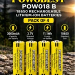 POWOBEST 18650 Batteries 3000mAh 3.7V button-top rechargeable lithium-ion 4 pack