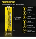 POWOBEST 18650 3000mAh 3.7V Button-Top Batteries – Pack of 4 - Image 3