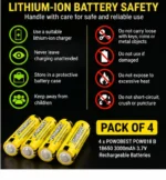 POWOBEST 18650 3000mAh 3.7V Button-Top Batteries – Pack of 4 - Image 6