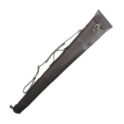 Parker-Hale Brockenhurst leather shotgun slip in dark brown with brass fittings